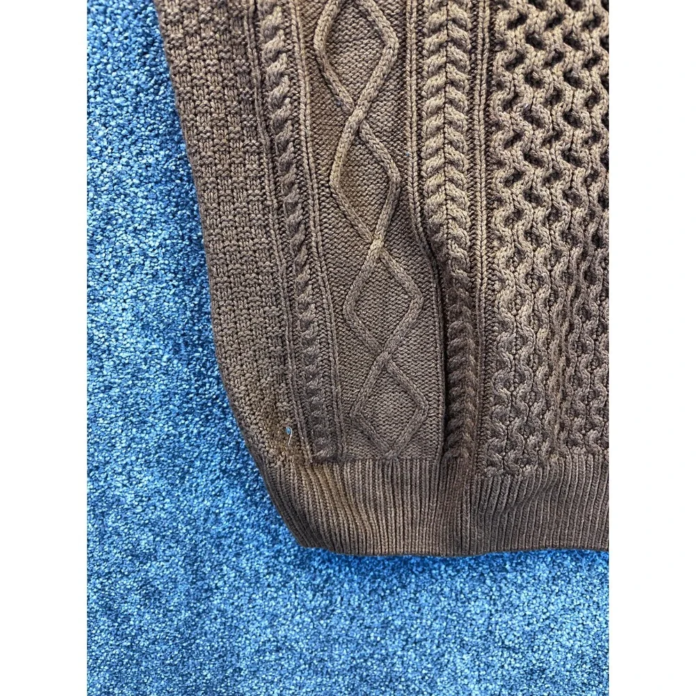 Primark Sweater Womens S Cable Knit Crew Neck Raglan Sleeve Ribbed Brown‎